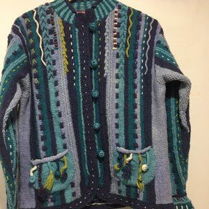 NEWARI HAND KNIT CARDIGAN SWEATERS SIZE XL